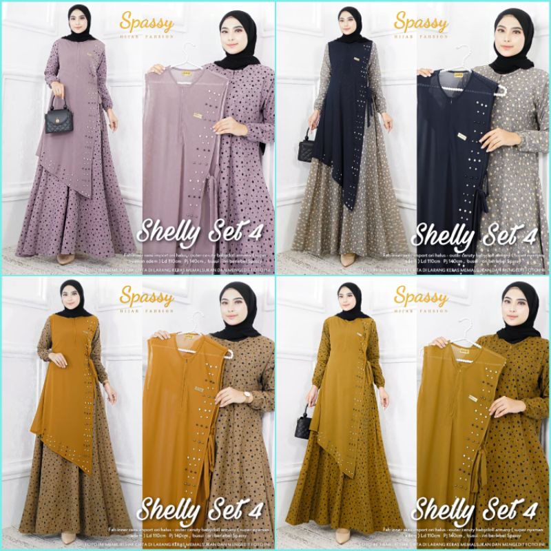 [READY STOK] SHELLY SET 4 CHEKA PRADA SET 3 BY SPASSY ORI, READY STOK DRESS GAMIS WANITA PREMIUM TER