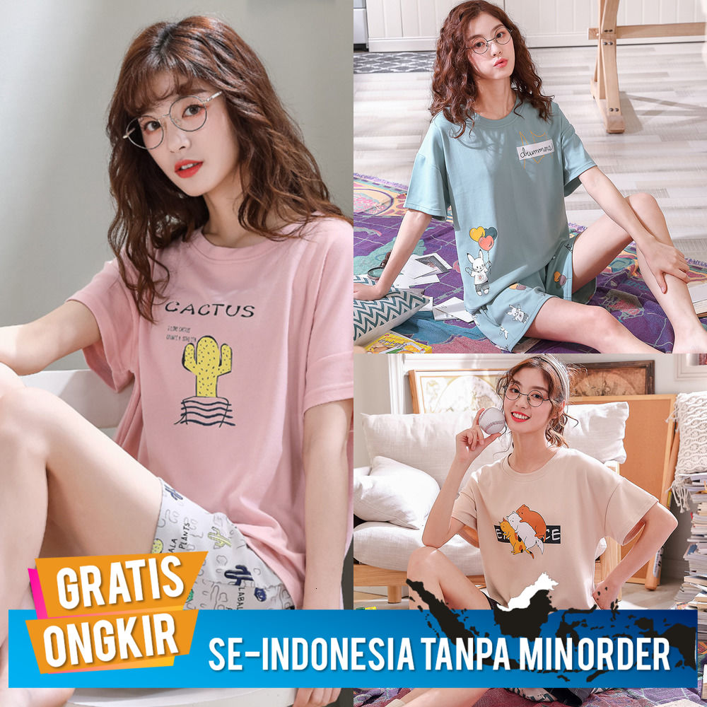 Baju Tidur Wanita Terbaru 2020 Korea Kartun Celana Pendek Wanita