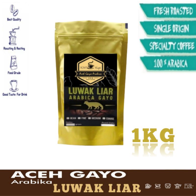 KOPI LUWAK LIAR ARABIKA GAYO ACEH ASLI ORIGINAL 1kg KOPI BUBUK HALUS TANPA AMPAS TERMURAH TERLARIS.