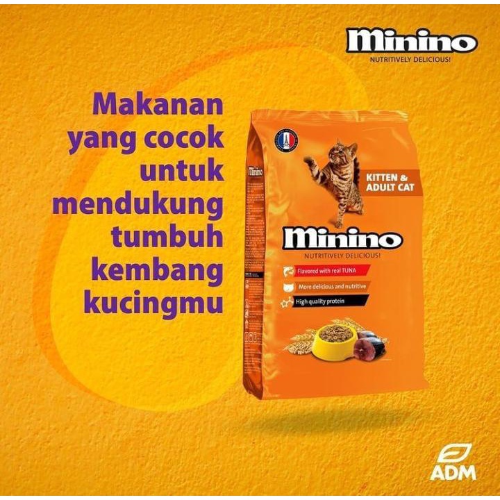 MININO 1 Kg Tuna All Stage  repack Makanan kucing Kering Made in Prancis