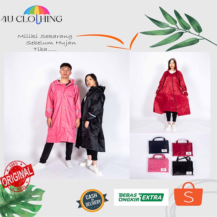 Jas hujan terusan dewasa / jas hujan jumbo / jas hujan muat tas ransel / mantel terusan dewasa / jas hujan gamis / jas hujan simpel / mantel / extra space / GRC - 82007 4U CLOTHIG COD