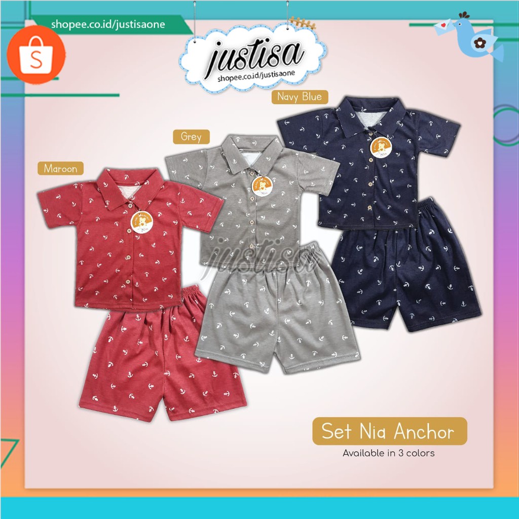 Promo !! SETELAN BABY PENDEK VINATA ANCHOR - BAJU STELAN PENDEK VINATA ANCOR - STELAN BABY VINATA ANCHOR