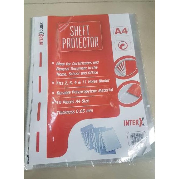 

Pp Pockets / Sheet Protector Inter X Folder Clear A4 (Isi 10 Sheet) Barang Laris