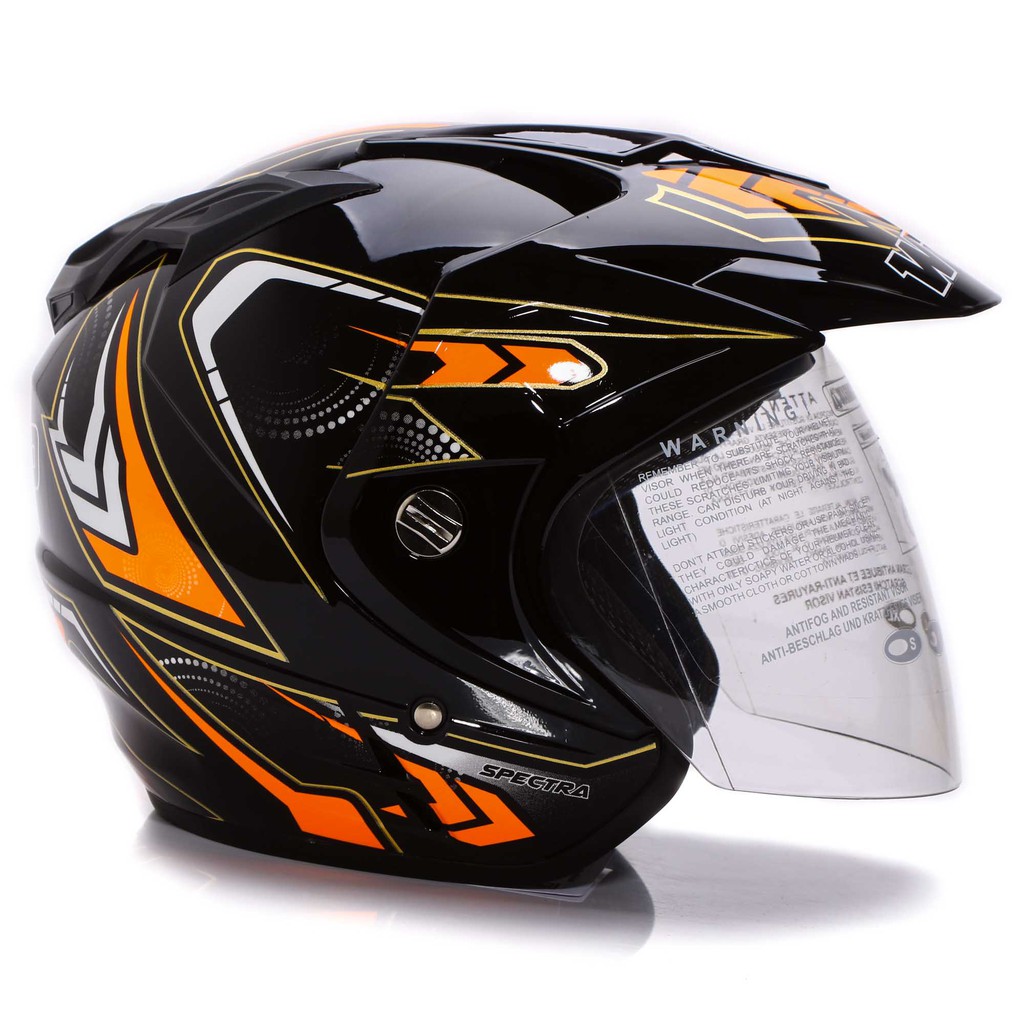 [Helm Dewasa] WTO Helmet Impressive - Spectra - Hitam Oren + Promo Gratis Sarung Tangan