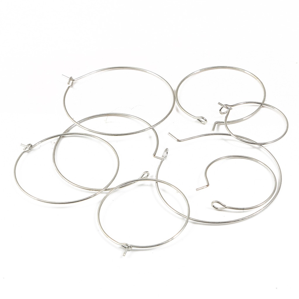 50 PCS Metal Wire Circle Earrings Beading Hoops Gold Silver Plated Wine Glass Charm Rings For DIY Earring Jewelry Making Findings