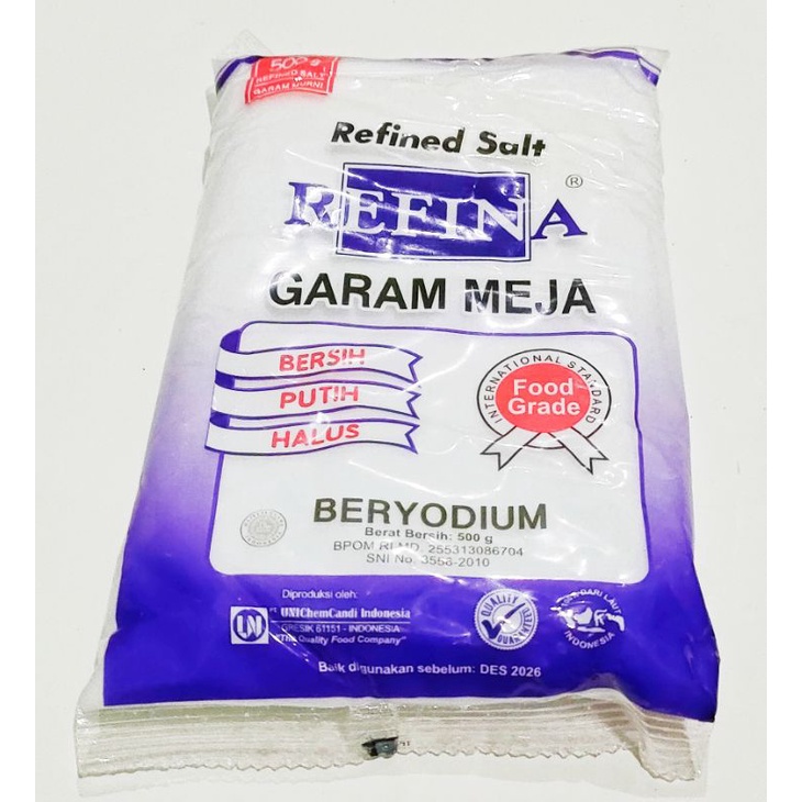 

Refina 500 gram Garam Meja Refina Garem Bumbu Asin Masak Beryodium Dandeshop