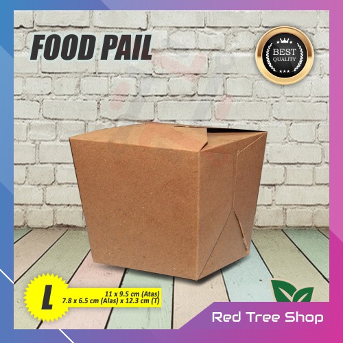 Food Pail Tanpa Rakit | Box Makanan KRAFT | Coklat Ukuran L Besar | Packaging Tahan Microwave