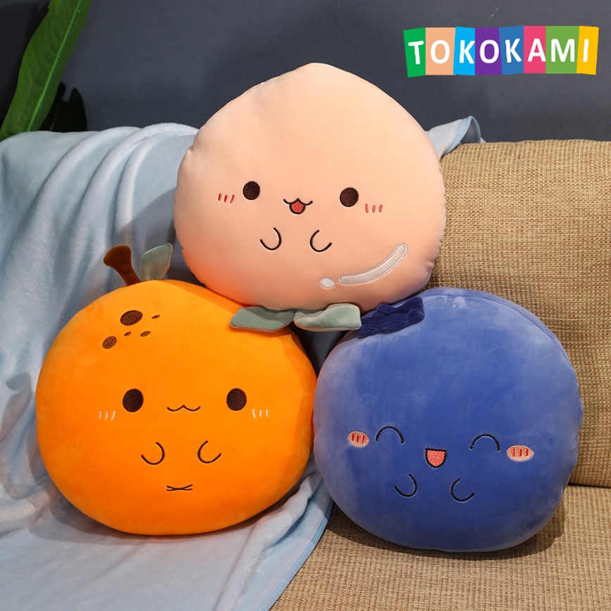 Boneka Balmut Bantal Selimut Karakter Buah Peach, Blueberry, Orange