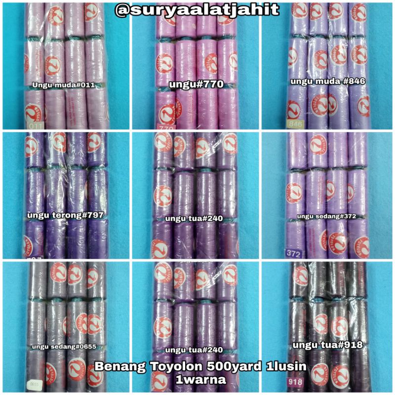 Benang Toyolon 500yrd 1warna @1lusin =rp.20.000/12 pcs