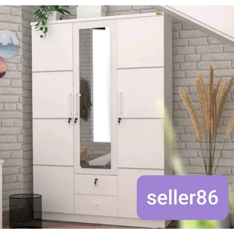 LEMARI PAKAIAN 3 PINTU FULL PUTIH new / LEMARI PAKAIAN 3 PINTU GAMIS / LEMARI PAKAIAN 3 PINTU PUTIH