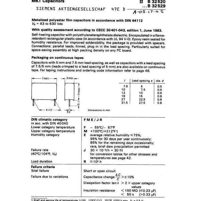 Siemens B32522 1 uF/100V Metalized Polyester Capacitor (2 pcs) JEJ00 Diminati Banget