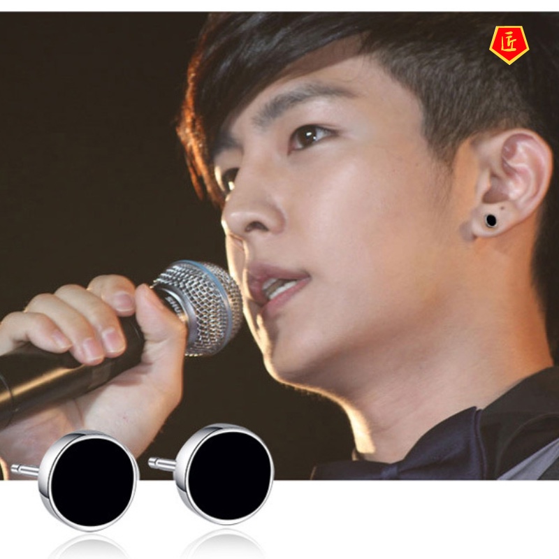 [Ready Stock]Black Circle Stud Earrings Korean Fashion