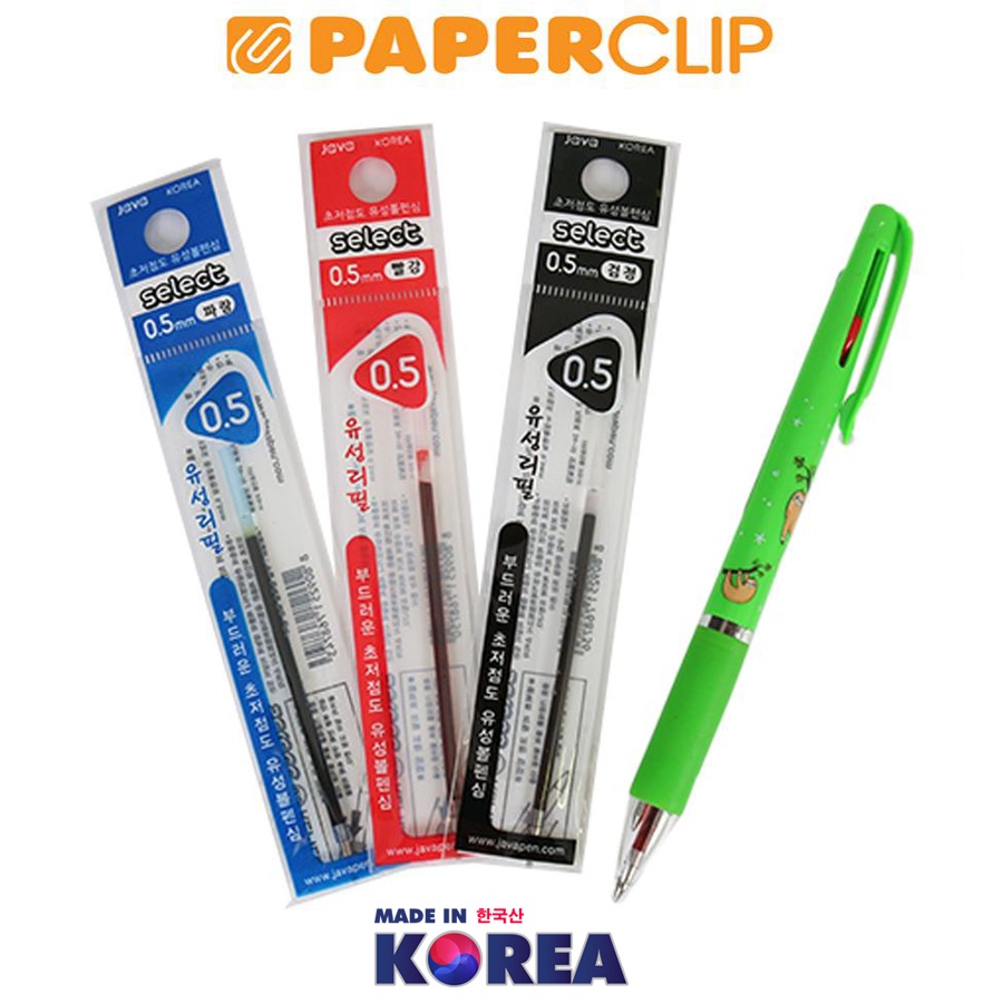 

PAKET HEMAT STATIONERY KOREA JAVA PEN NEULBO GREEN 3C + 3 REFILL MIX