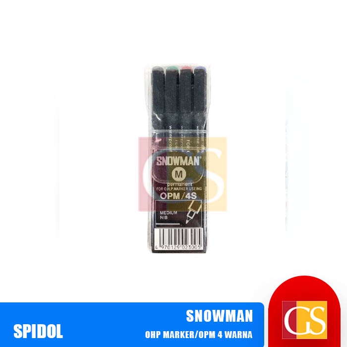 

Spidol / OHP Marker Snowman Permanen OPM 4S Set 4 Warna 1.0mm