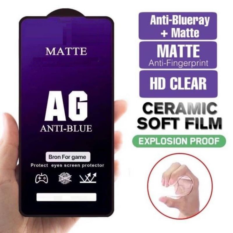 CERAMIC BLUE MATTE ADVAN NASA PRO G9 PRO G5 LITE G3 PRO G5+ GX ANTI RAY LIGHT TEMPERED GLASS ANTI MI