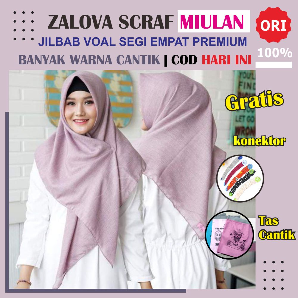 [SALE] Scarf ZALOVA Miulan Jilbab Segi Empat Motif Zig Zag Hijab Segi empat Premium Miulan Hijab