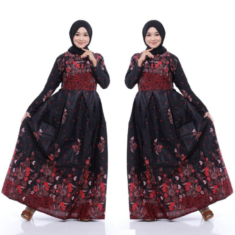 gamis batik terlaris dengan bhan yang halus ukuran LD 110cm  panjang 140cm