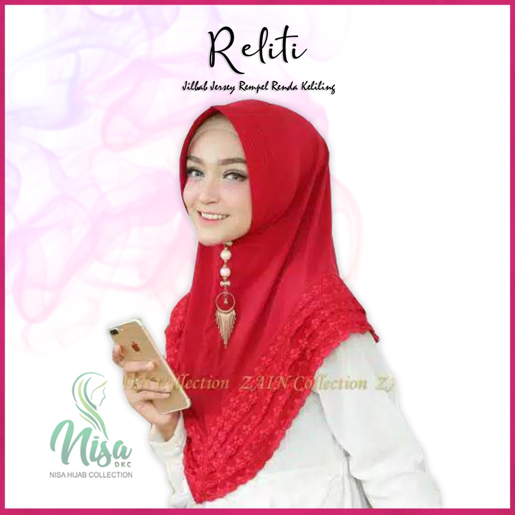 Jilbab Instan Hijab Reliti Bergo Jersey Renda Tumpuk