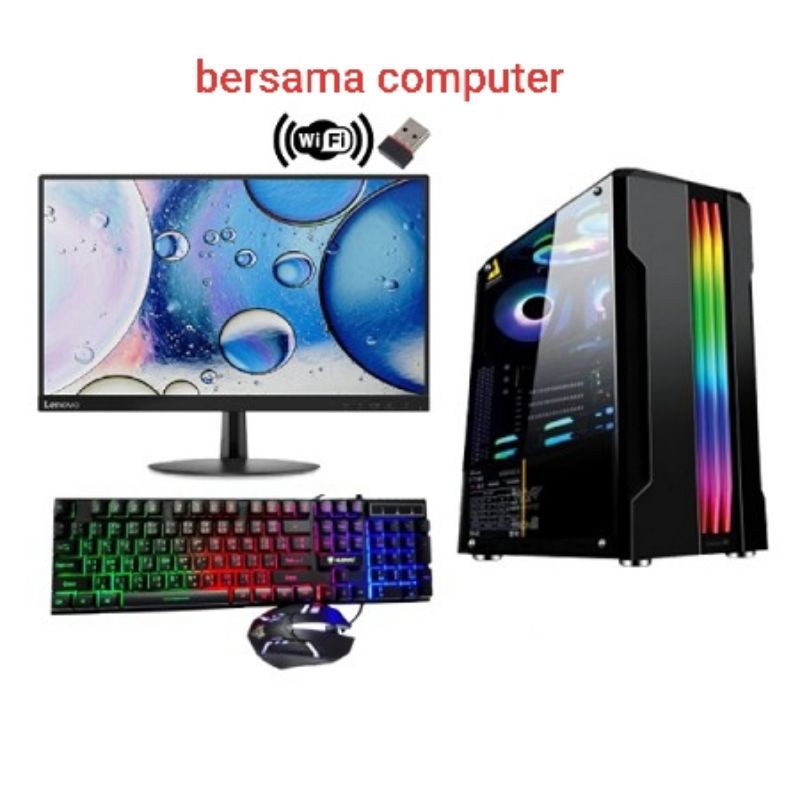 orderan khusus  pc  gaming editing core i5 vga 2gb ddr 5 ssd 120 gb monitor 19 in full set