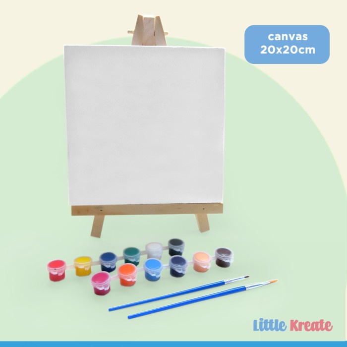 

(TERLARIS) Set Acrylic Paint - Cat Akrilik 3ml 12 warna, kuas & canvas melukis - Set C