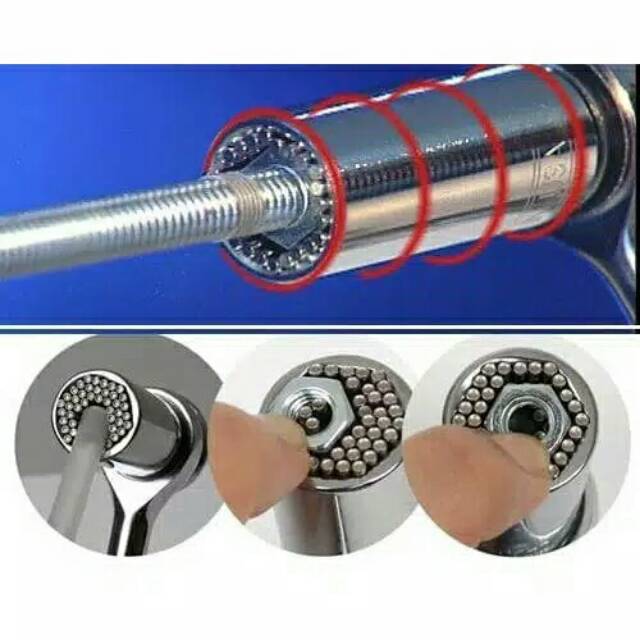 Kunci Shok Universal Socket Wrench Set GATOR GRIP Lengkap komplit dengan handle dan connector kunci