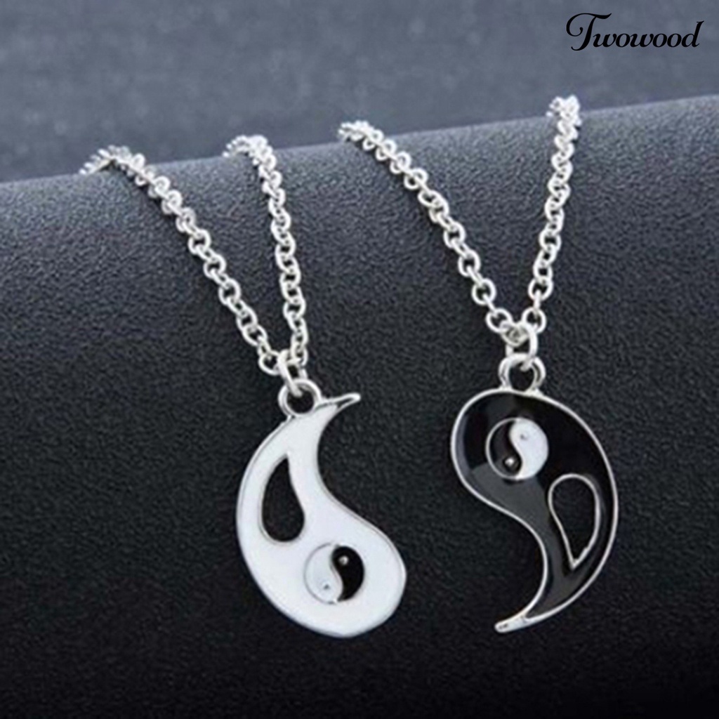 Kalung Model Hollow out Bahan Alloy Warna Hitam Dan Putih Untuk Pasangan