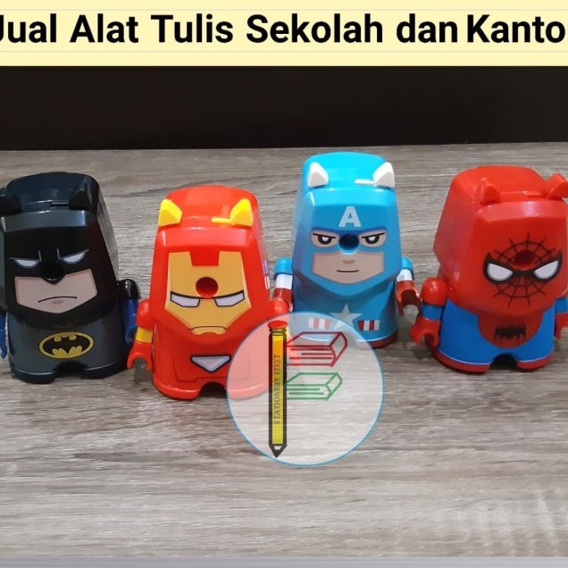 Rautan Putar Pensil Super Hero Batman IronMan Captain Americ Spiderman