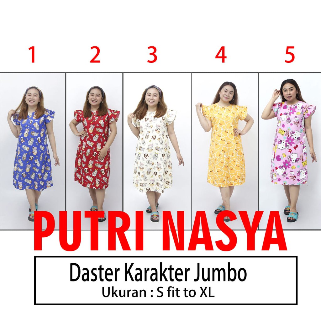 DASTER KARAKTER lengan pendek/motif campur leher BUSUI KATUN JEPANG KANCING DADA BUMIL BIASA LUCU