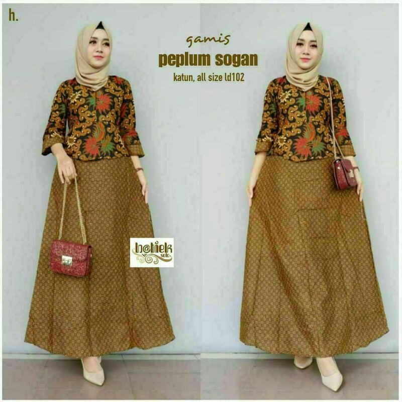 GAMIS BATIK TERBARU DAN MODRN GAMIS BATIK PAPLUM MODIS DAN ELEGAN SOGAN B