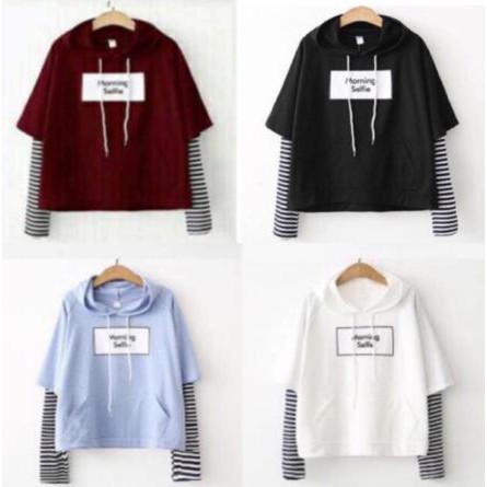 JAKET WANITA CEWEK KOREA HOODIE PARASUT SEMI KULIT MURAH BOMBER CROP - PUTIH PROMO FASHION