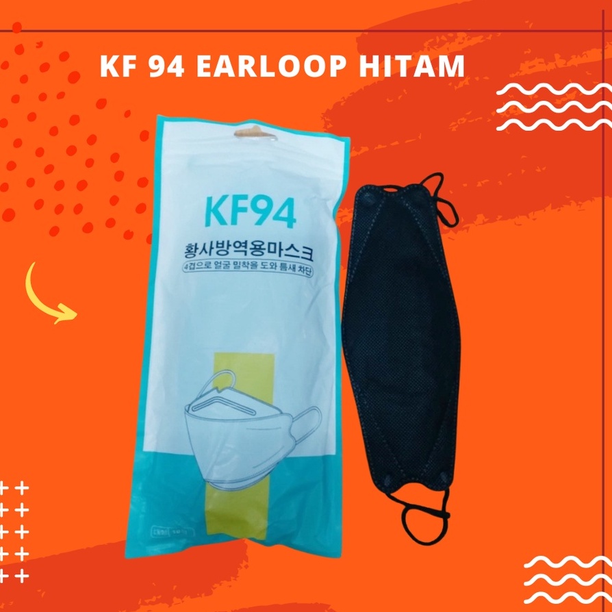 Masker KF94 4ply Warna Hitam Putih Abu Murah Isi 10 Pcs