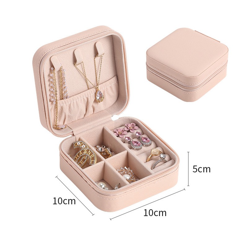 New Portabel Perjalanan Mini Kotak Perhiasan Kulit Perhiasan Cincin Organizer Case Kotak Perhiasan Mini Ready Stock