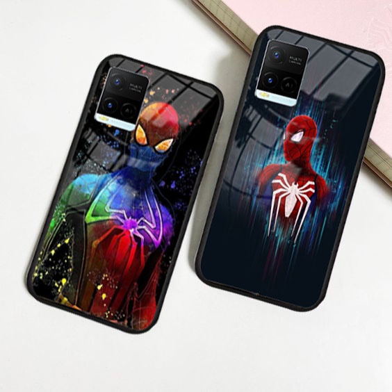 Softcase Glass Kaca Motif Spider Man [SF155] Case Vivo Y21 Y21S Y33S Terbaru Casing | Case Vivo Y21 
