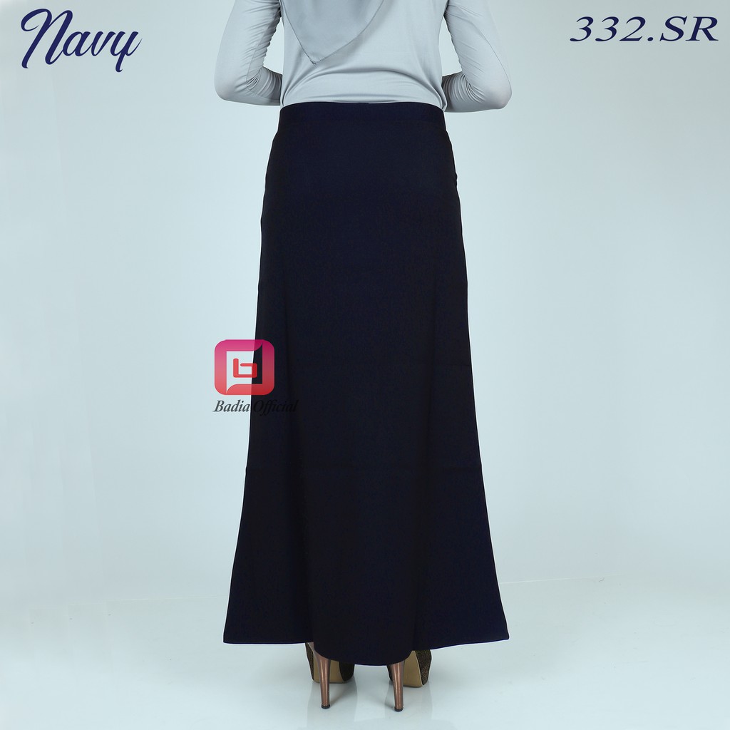 rok A line pinggang karet panjang polos bahan semiwool polyester HID sedikit stretch formal kerja kantor jumbo wanita premium