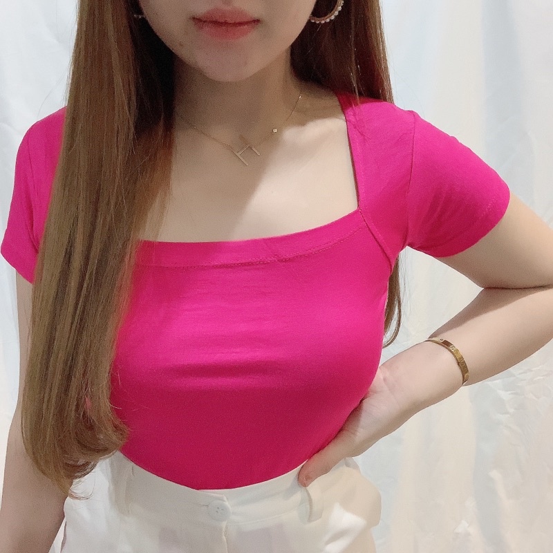 SquareNeck Top | Blouse Kaos Polos Atasan Wanita Spandex Rayon | Maimon Grosir