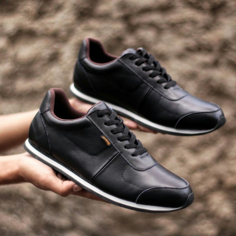 CEVANY MORLEY - Sepatu Casual Sneakers Kulit Pria Original Handmade Jalan Trendy Jogging Model Tali