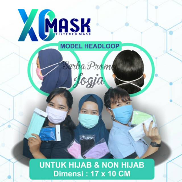 Masker Kain Non Medis XO 2Ply / 3Ply - Masker Anak &amp; Dewasa - Masker jilbab headloop katun