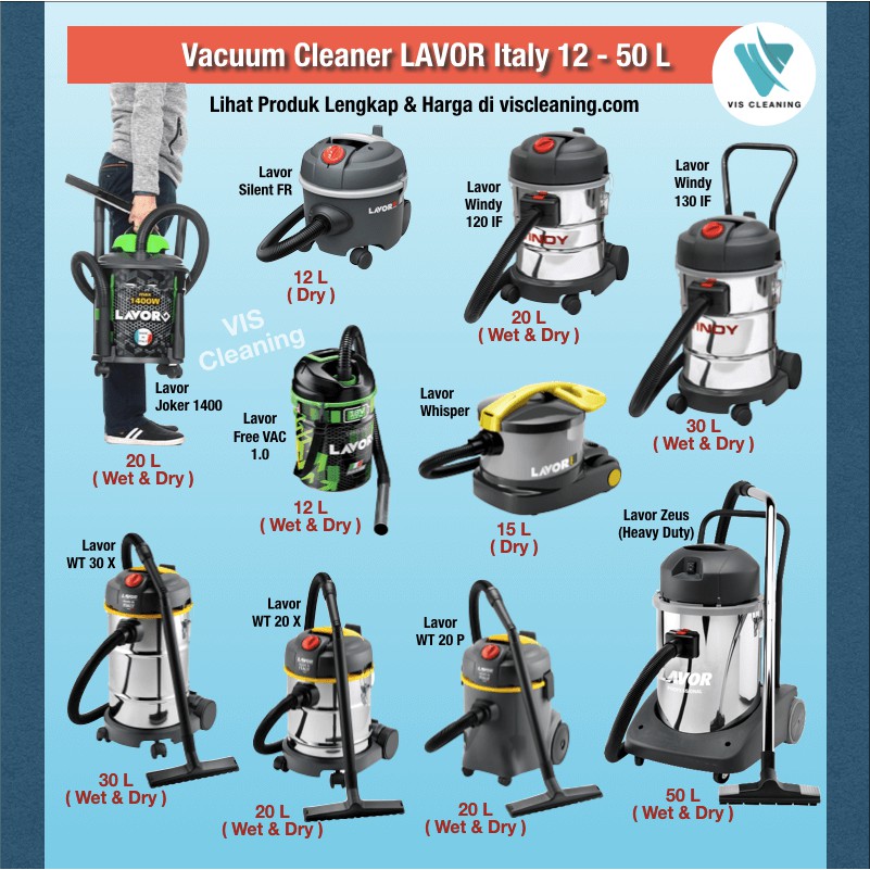 Vacuum Cleaner WET and DRY 65 Liter Lavor Windy ( 2 motor )