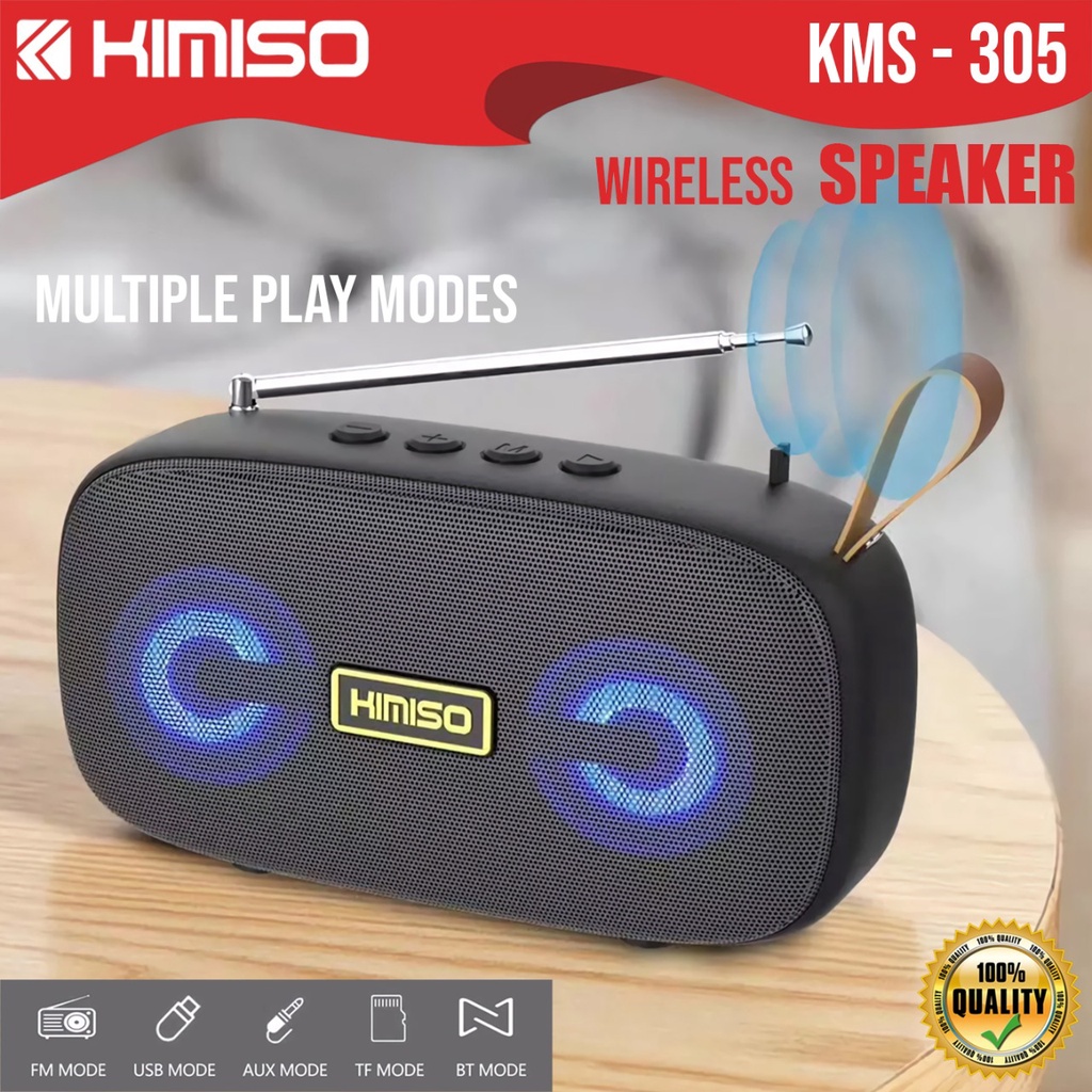 Speaker Bluetooth 5.0 LED KIMISO KM-305 Portable Speker Wireless Antena KMS 305 KMS305