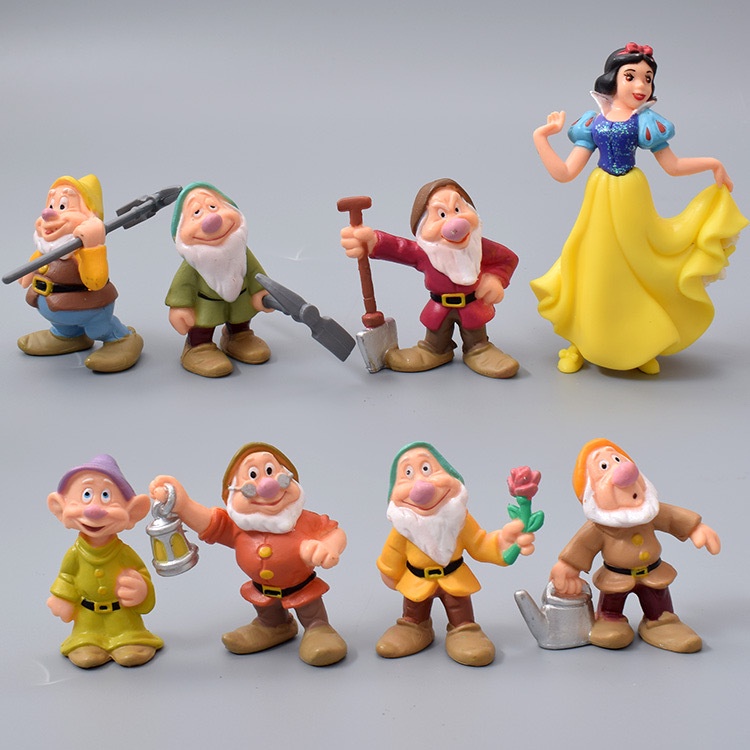 8pcs / Set Mainan Action Figure Karakter Film Disney Snow White Dan The Seven Dwarfs Bahan PVC