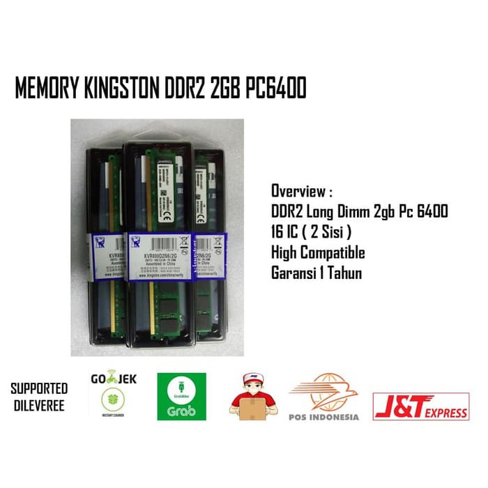 Memory PC Kingston DDR2 2GB Pc6400 Garansi 1 Tahun