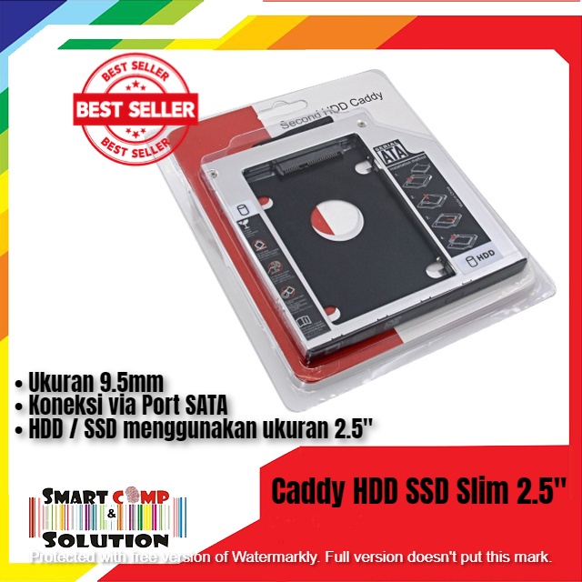 Caddy HDD SSD Slim 2.5&quot; Kasing Internal Pengganti DVD Slot SATA 9.5mm