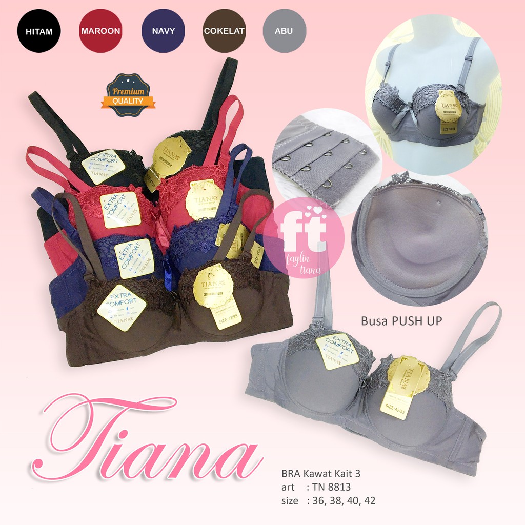 TIANA | Push Up Bra RENDA Kait 3 / Bra Kawat / art TN 8813