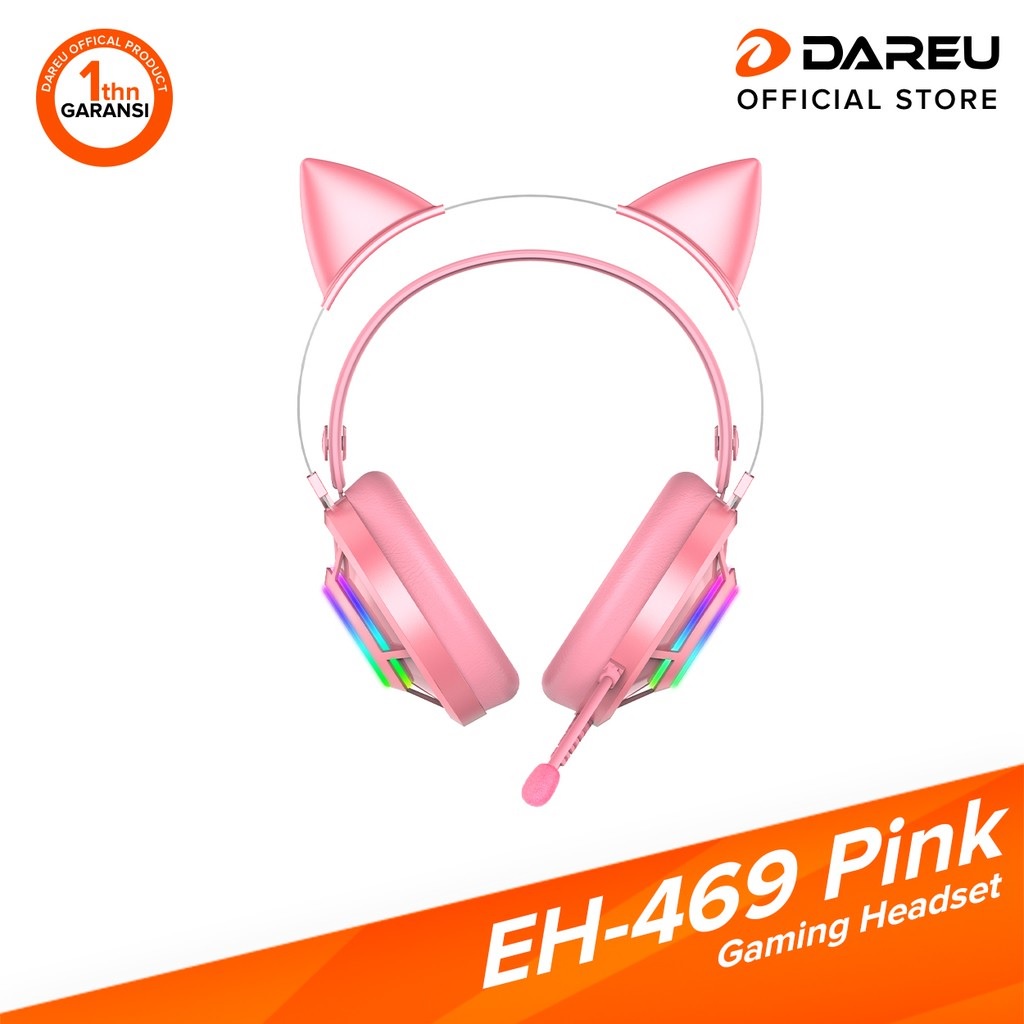 Dareu EH469 Mirror RGB Gaming Headset Pink Kitty Ears / Black