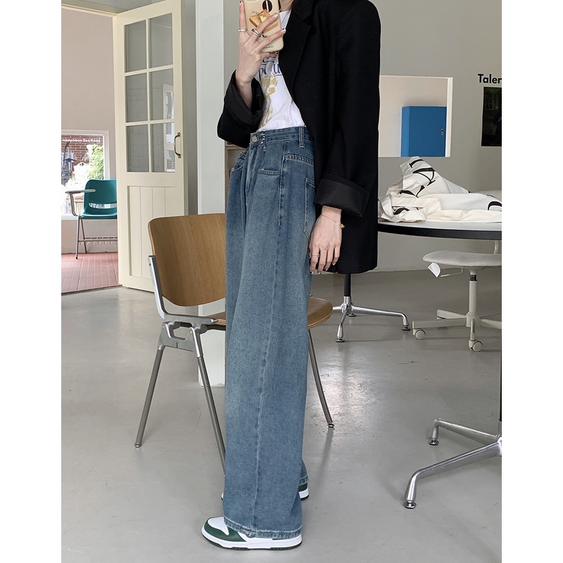 Celana Jeans Wanita Kekinian Terbaru Celana Panjang Jeans Loose High Waist Denim Pants Jens