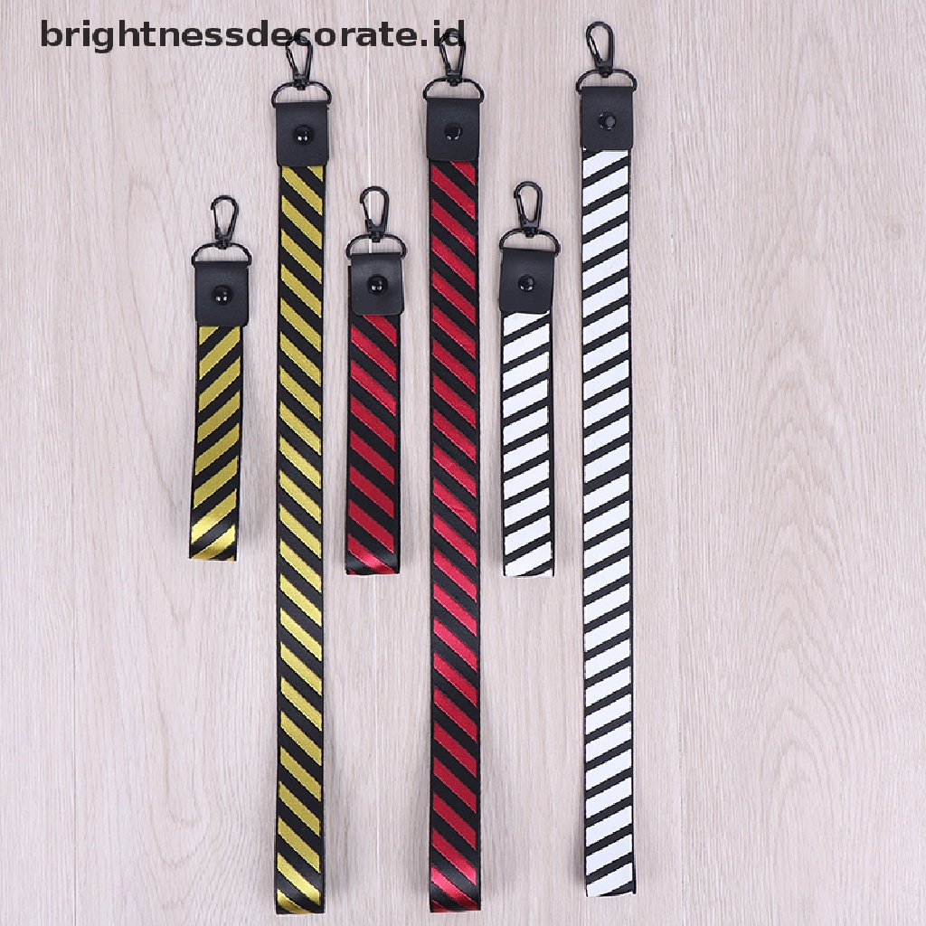 Tali Lanyard Leher Pergelangan Tangan Motif Garis Untuk Kunci Kartu ID Ponsel