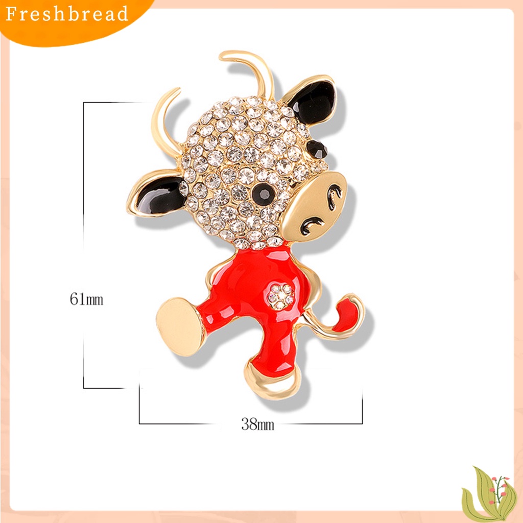 Terlaris Rhinestone Inlaid Zodiac Cow Shape Brooch Pins Clothes Accessory Jewelry Gift
