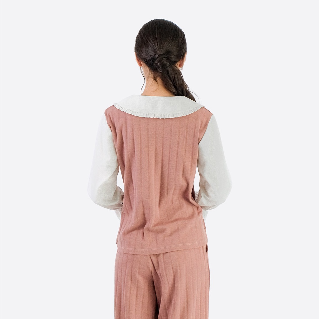 Isla Kimi Set Velvet - Friska Pants - Pakaian Wanita - Blouse Korea - Textured Knit Cotton-6