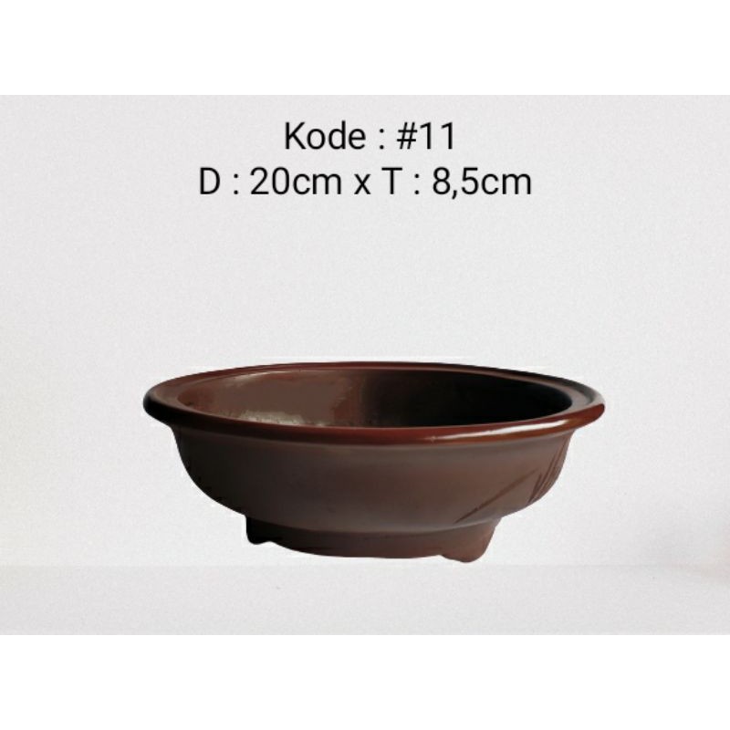  Pot  bonsai  bahan fiber glass model bulat mirip keramik  