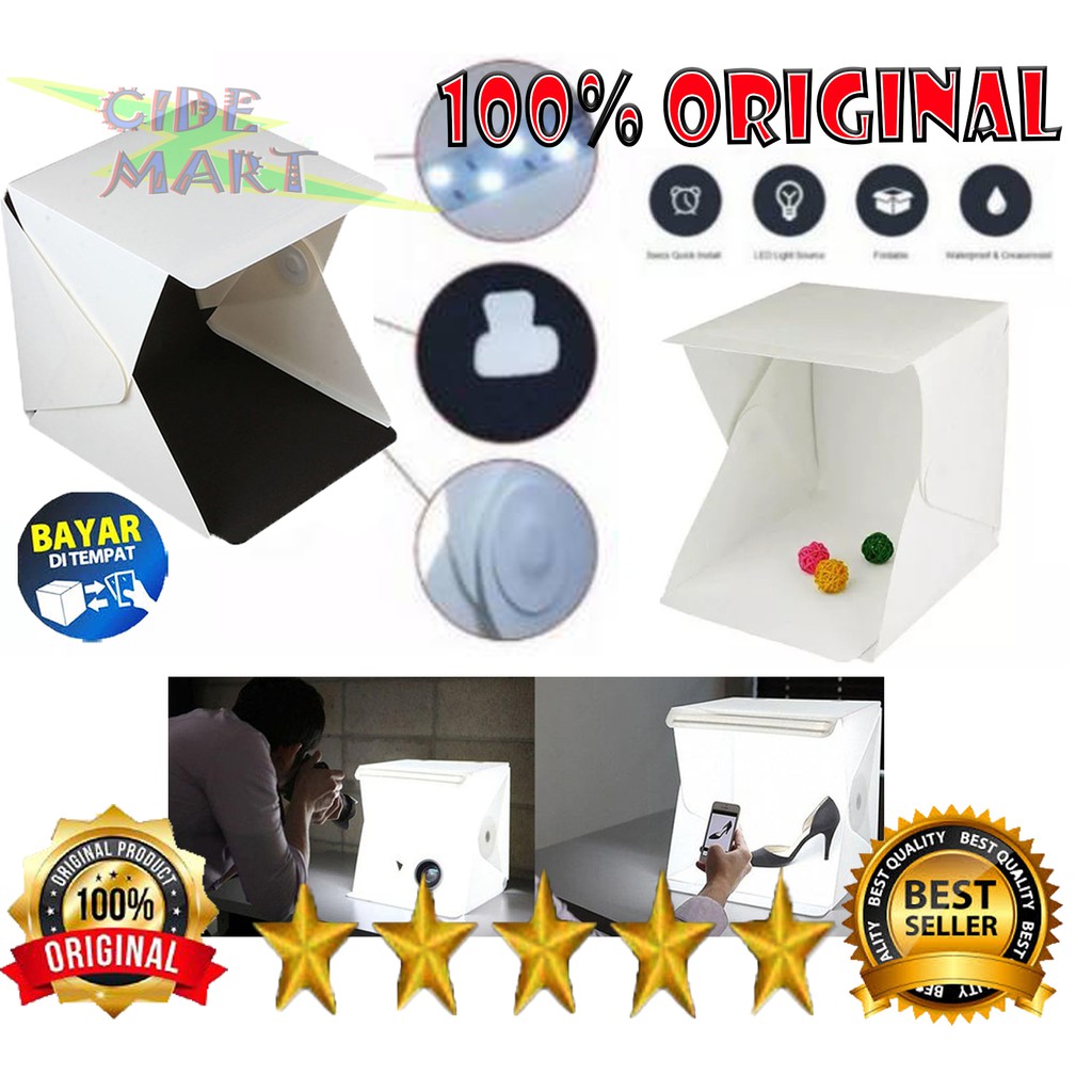 [ORIGINAL] STUDIO BOX MINI LED UNTUK FOTO PRODUK WITH LED KIT ORIGINAL LIGHT ROOM
